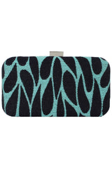 Loom Cotton Jacquard Textured Clutch Blue & Black