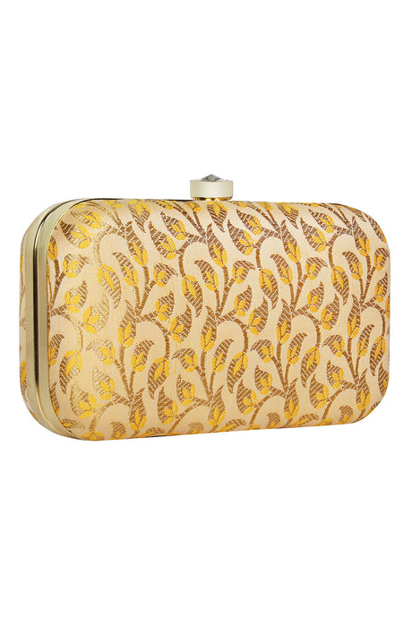 Silk Clutch In Yellow And Gold