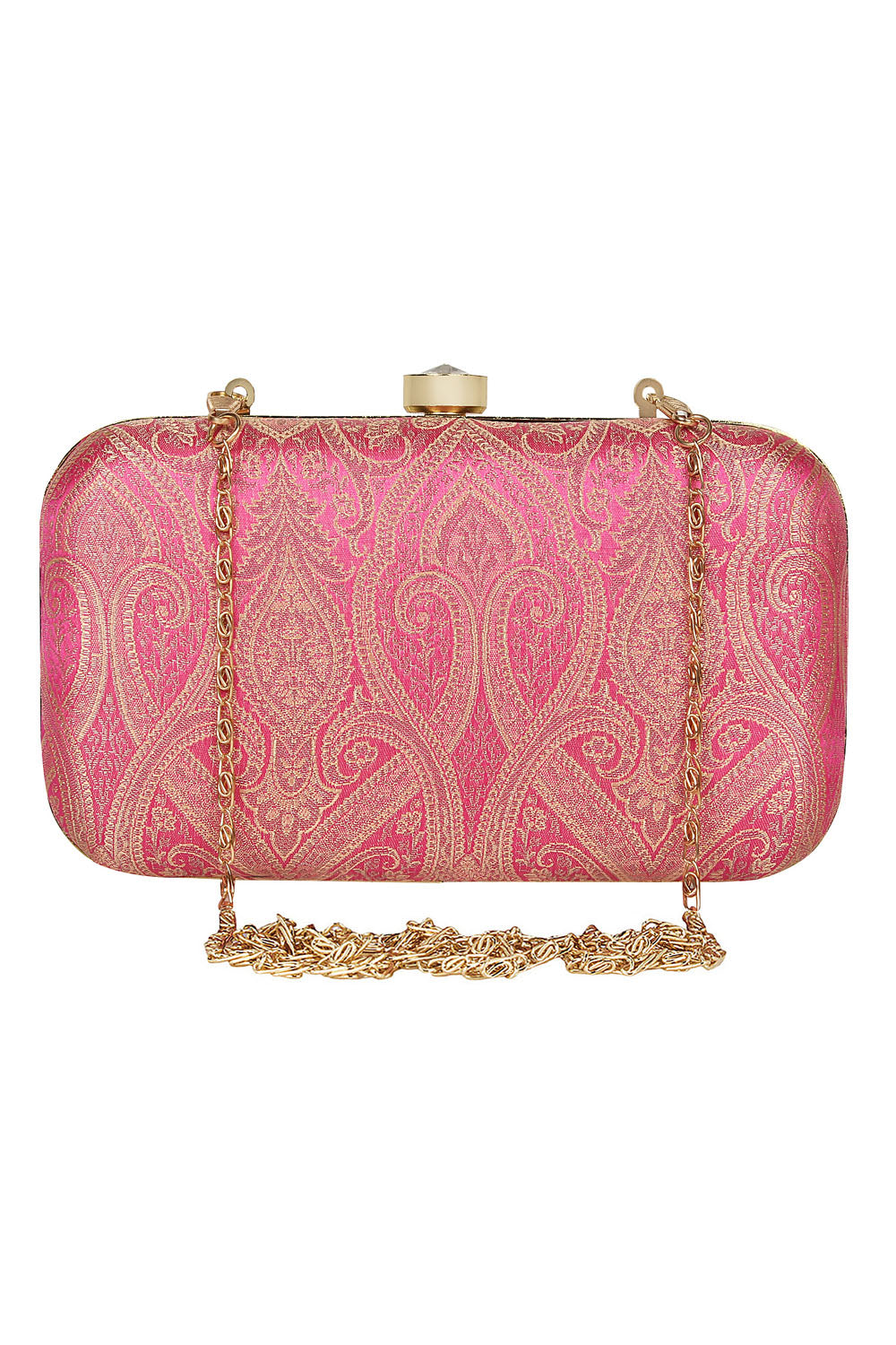 Silk Clutch In Pink And Gold