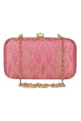 Silk Clutch In Pink And Gold