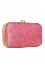 Silk Clutch In Pink And Gold