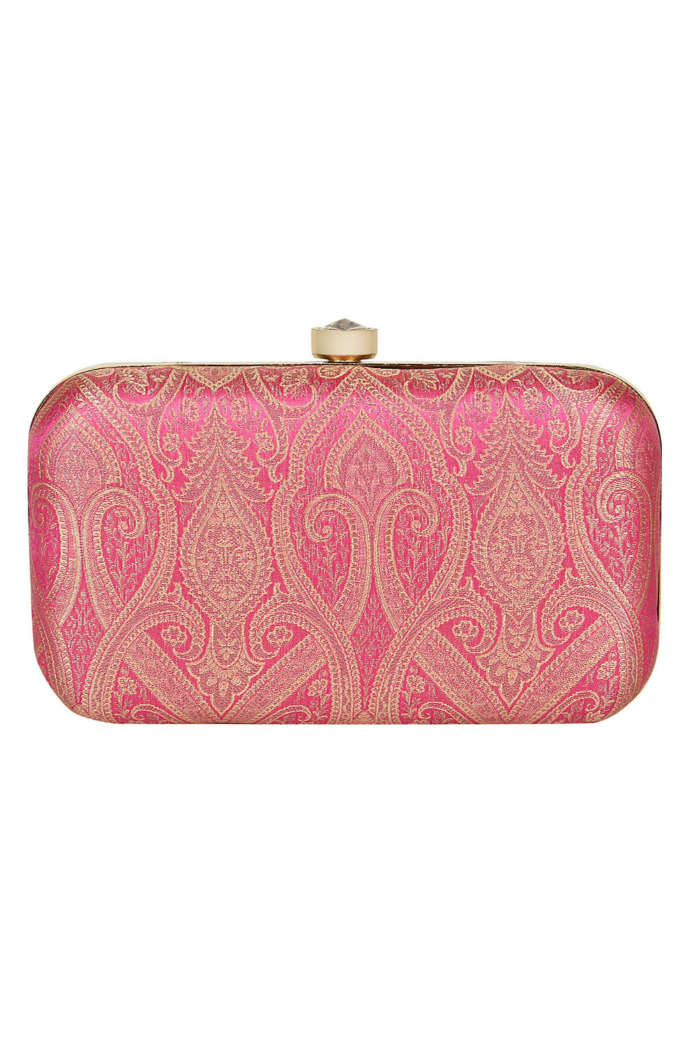 Silk Clutch In Pink And Gold