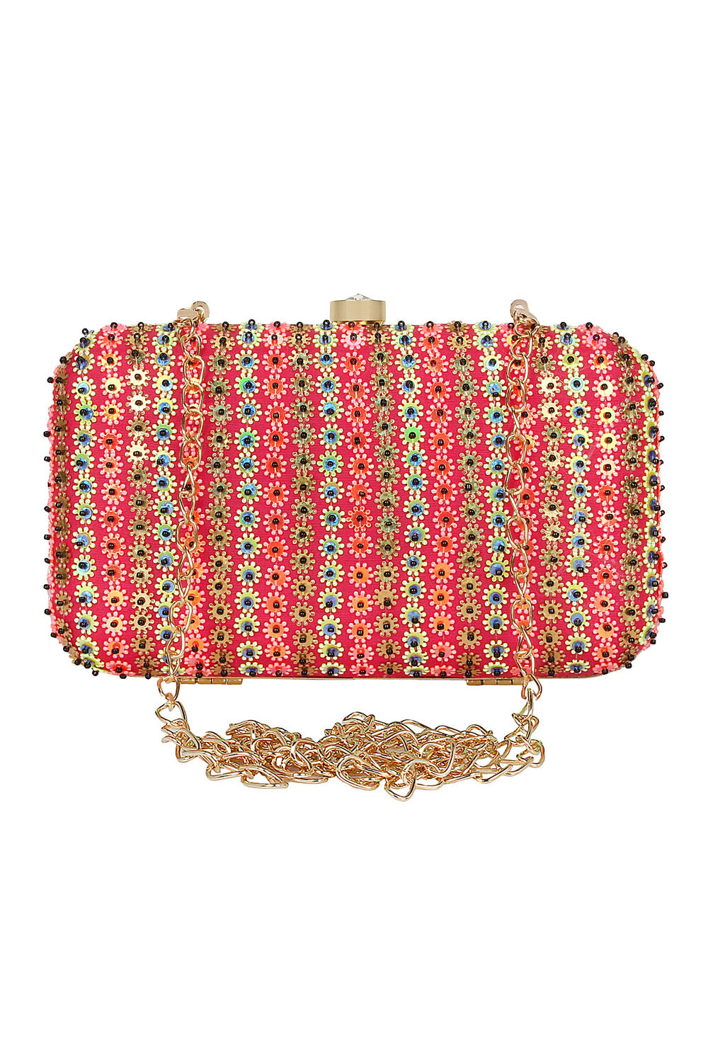 Faux Silk Clutch In Pink