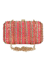 Faux Silk Clutch In Pink