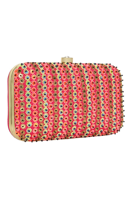 Faux Silk Clutch In Pink