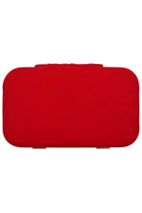 Hasp Embroidered Velvet Clutch Red & Gold