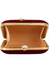 Vista Sequin Embellished Velvet Box Clutch Wine & Gold