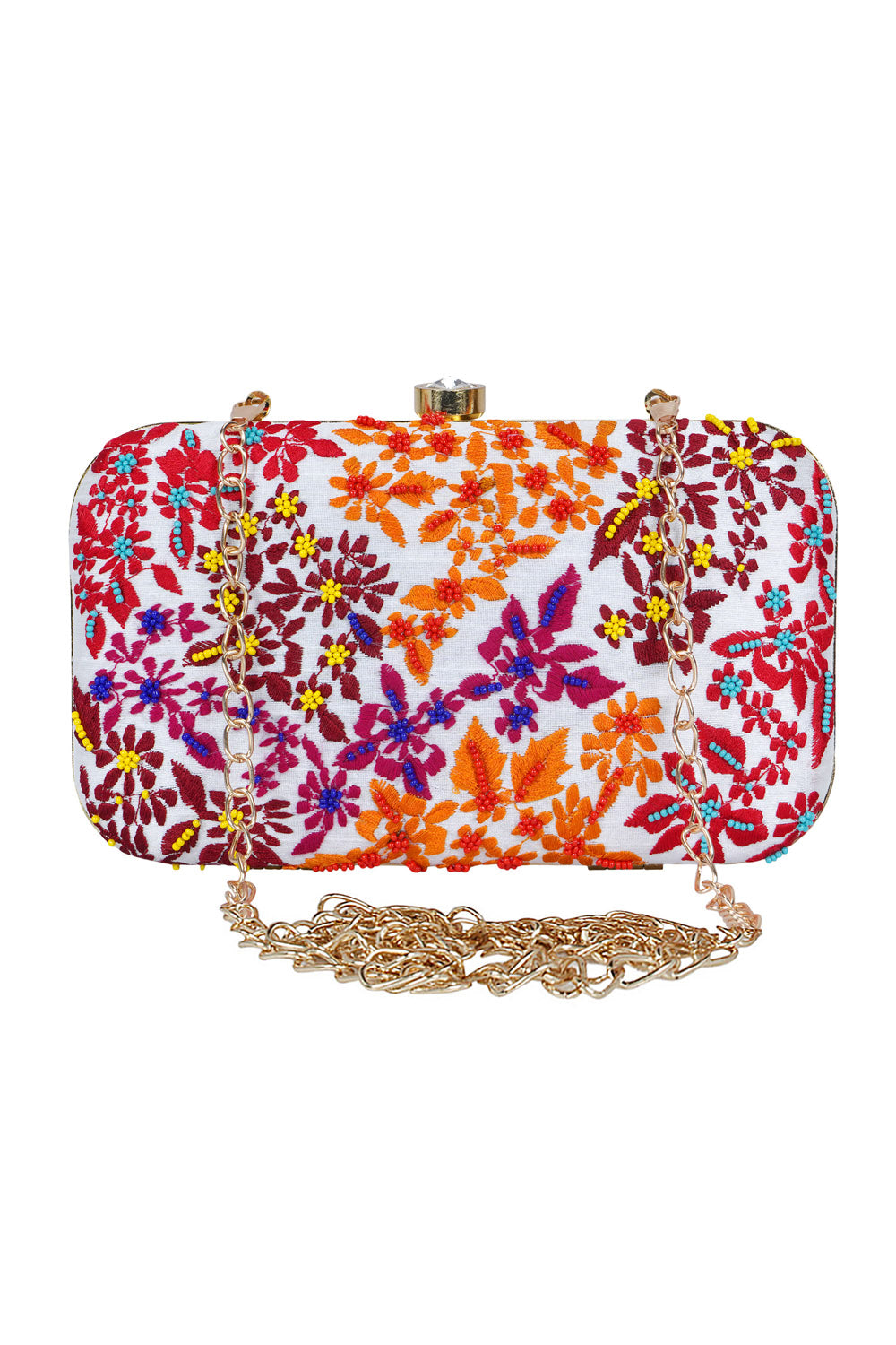 Faux Silk Clutch In White