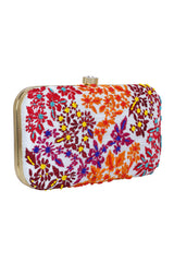 Faux Silk Clutch In White