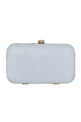 Faux Silk Clutch In White