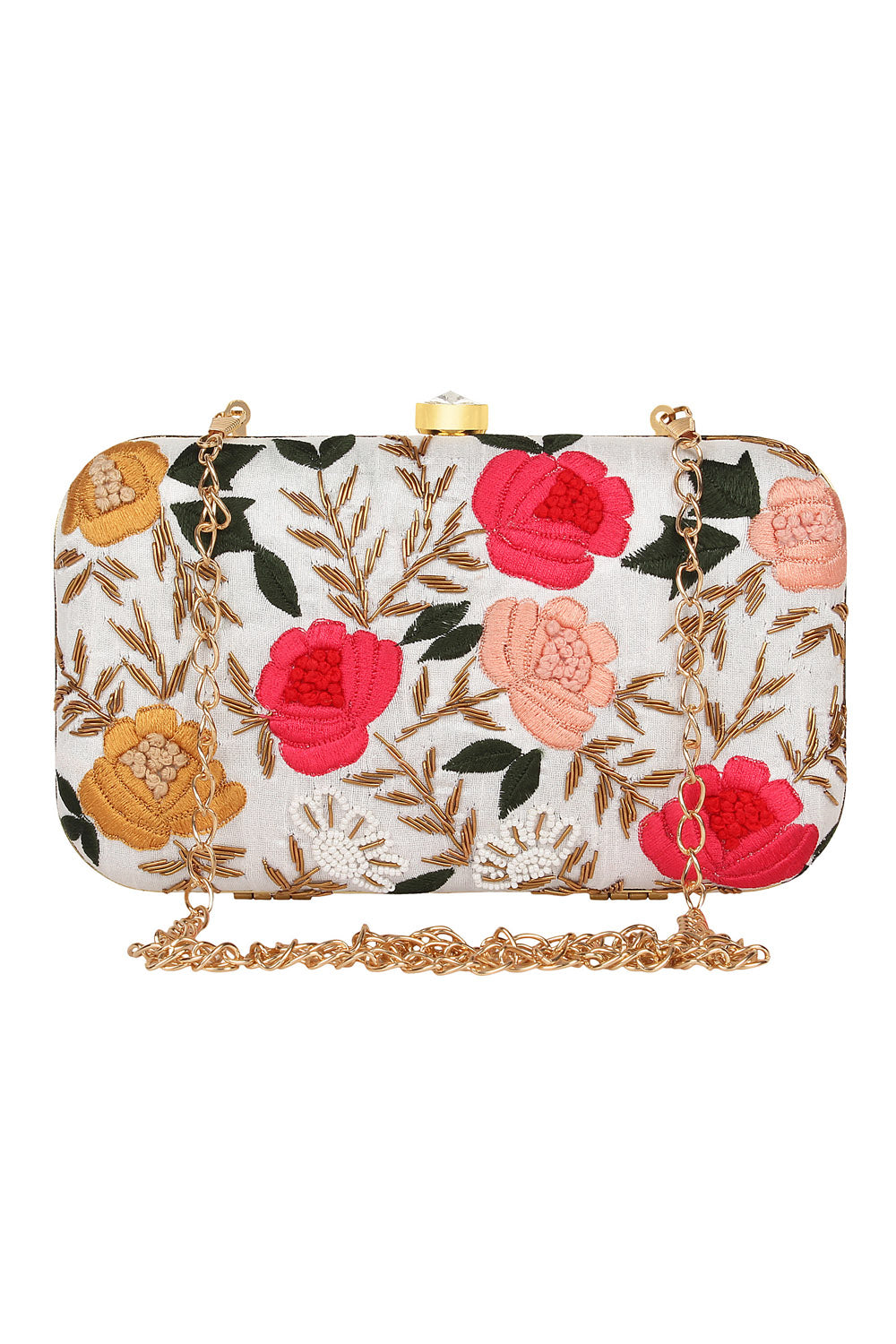 Faux Silk Clutch In White