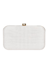 Faux Silk Clutch In White