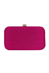 Faux Silk Clutch In Magenta, Pink And Gold