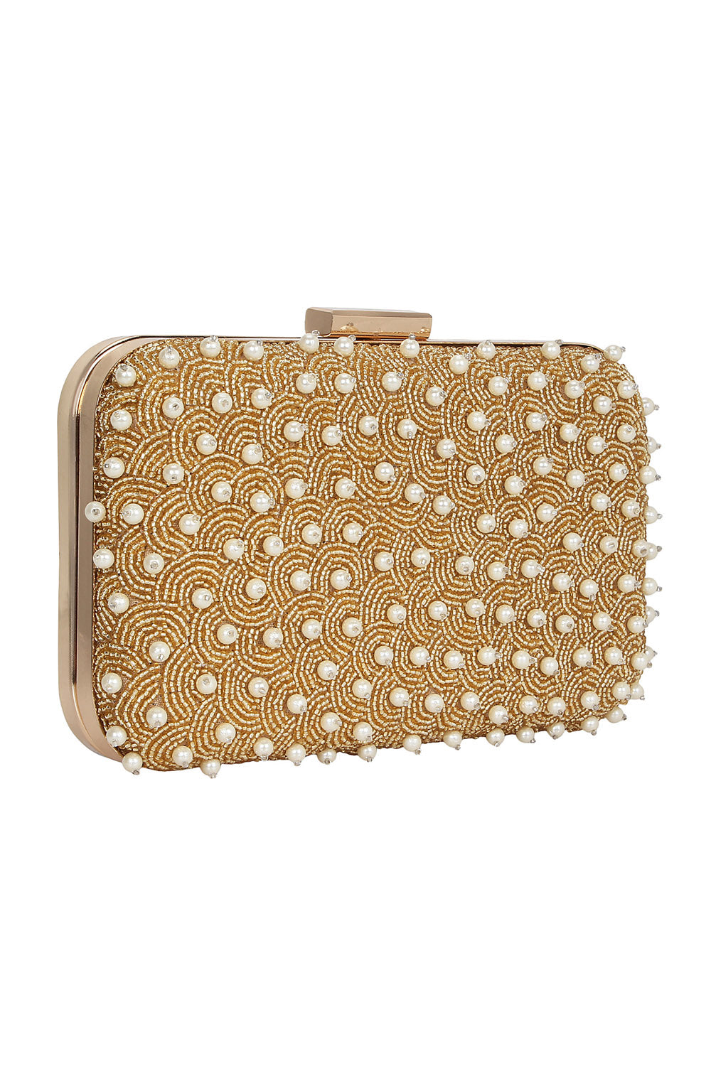 Faux Silk Clutch In Gold