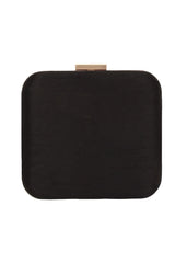 Faux Silk Clutch In Black And Pink