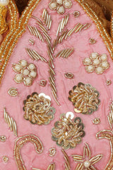 Faux Silk Potli In Pink And Gold