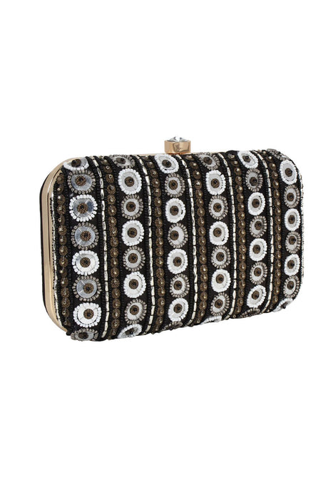 Faux Silk Clutch In Black