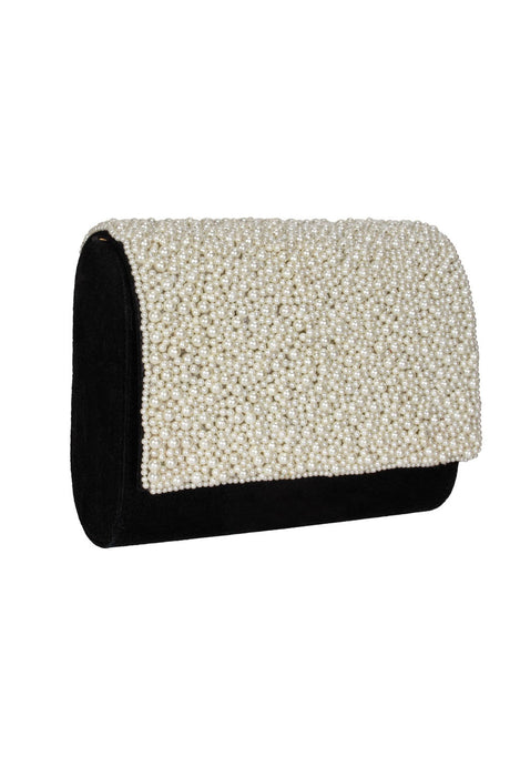 Velvet Clutch In Black And White