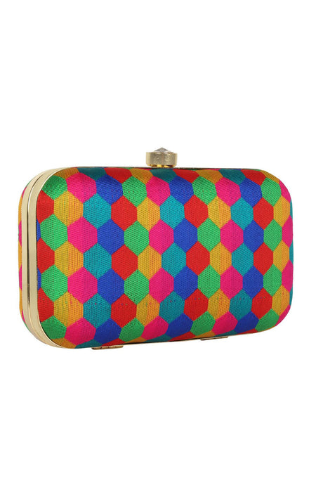 Faux Silk Clutch In Multi-Color