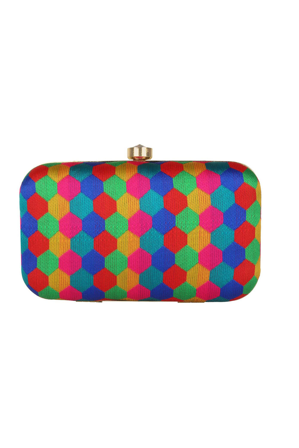 Faux Silk Clutch In Multi-Color