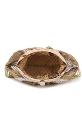 Pochette Gold & White Color Tasseled Faux Silk Clutch