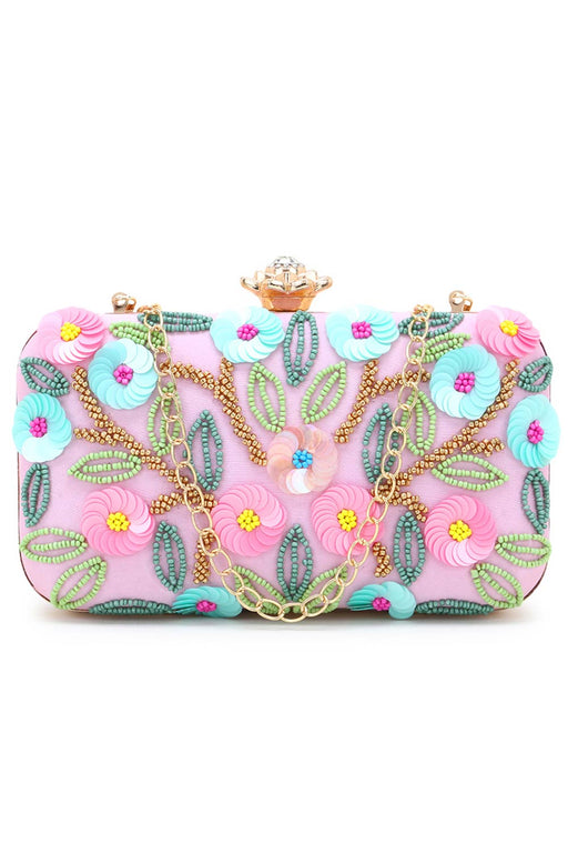 Buy online Pink Embellished Fold Over Clutch from bags for Women