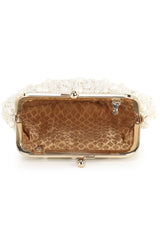 Pochette Off White Faux Silk Pearl Embellished Clutch