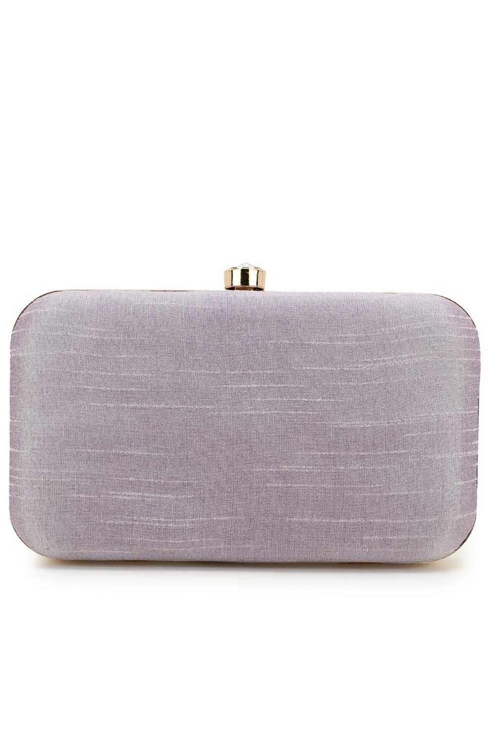 Adorn Pastel Purple & Gold Embellished Faux Silk Clutch