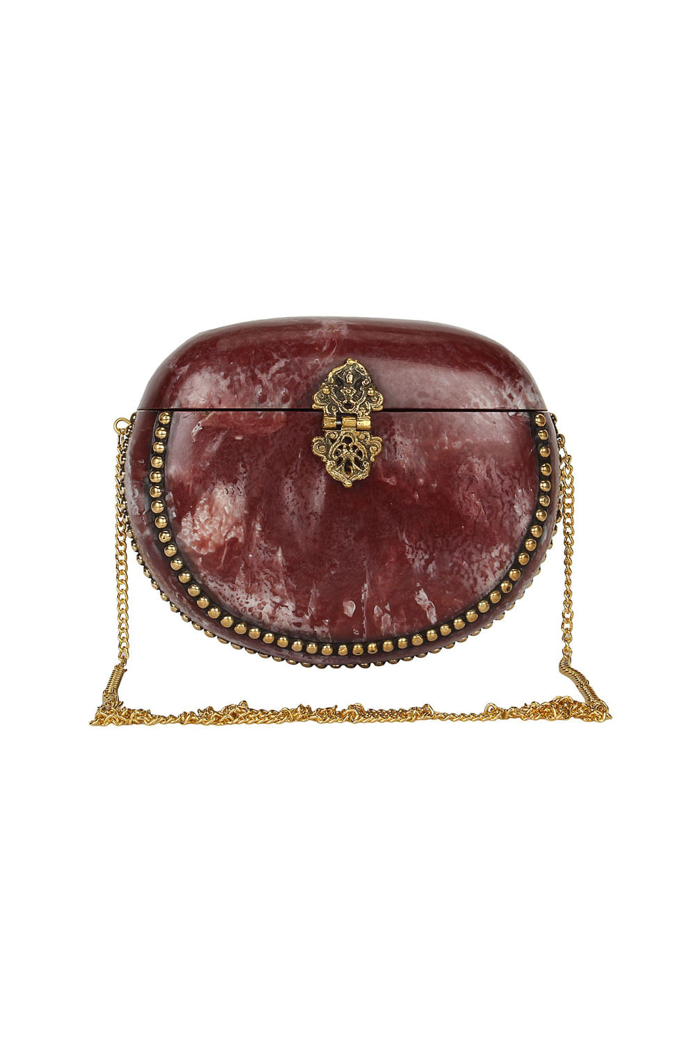 Metal Clutch In Red And Gold