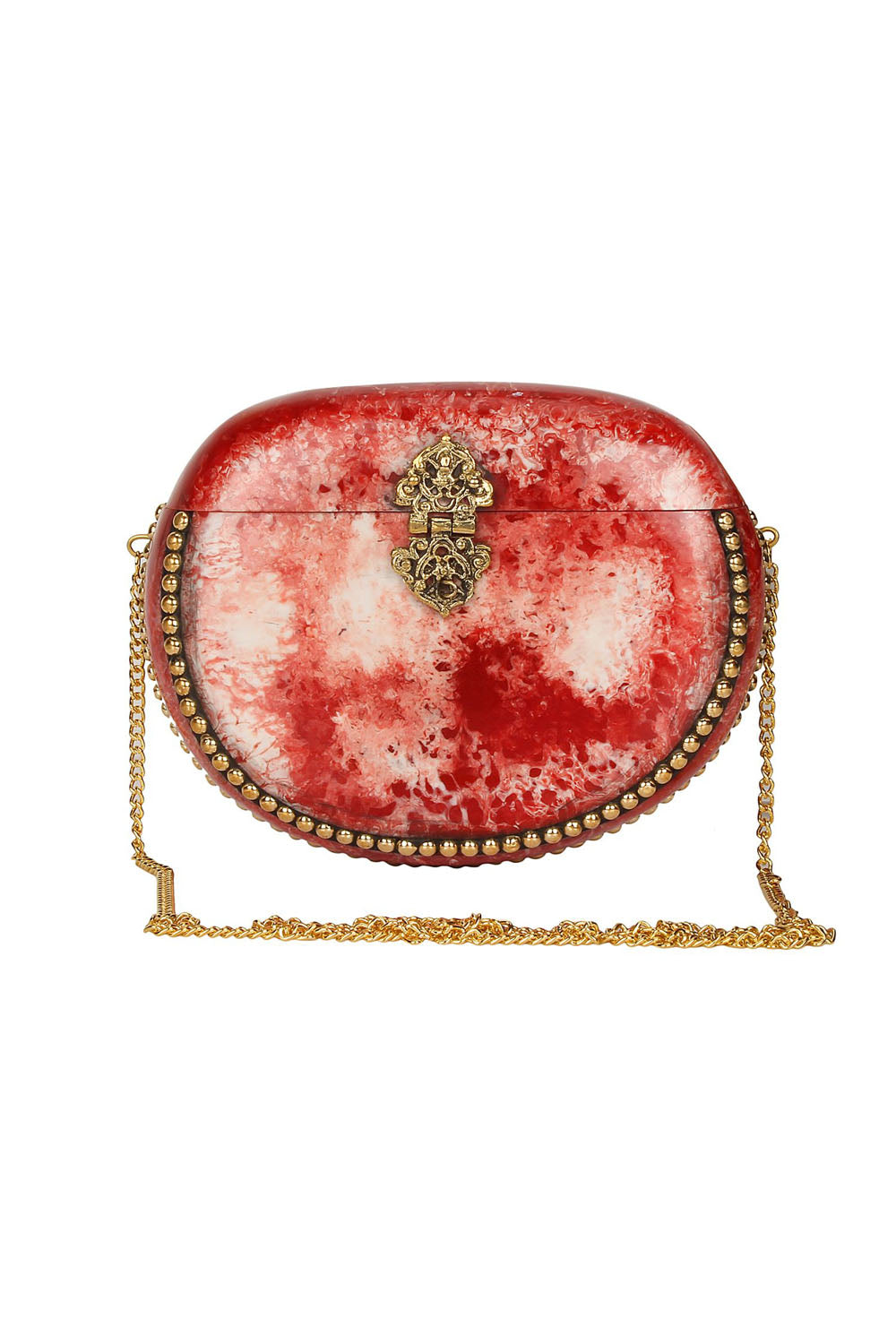 Metal Clutch In Red And Gold