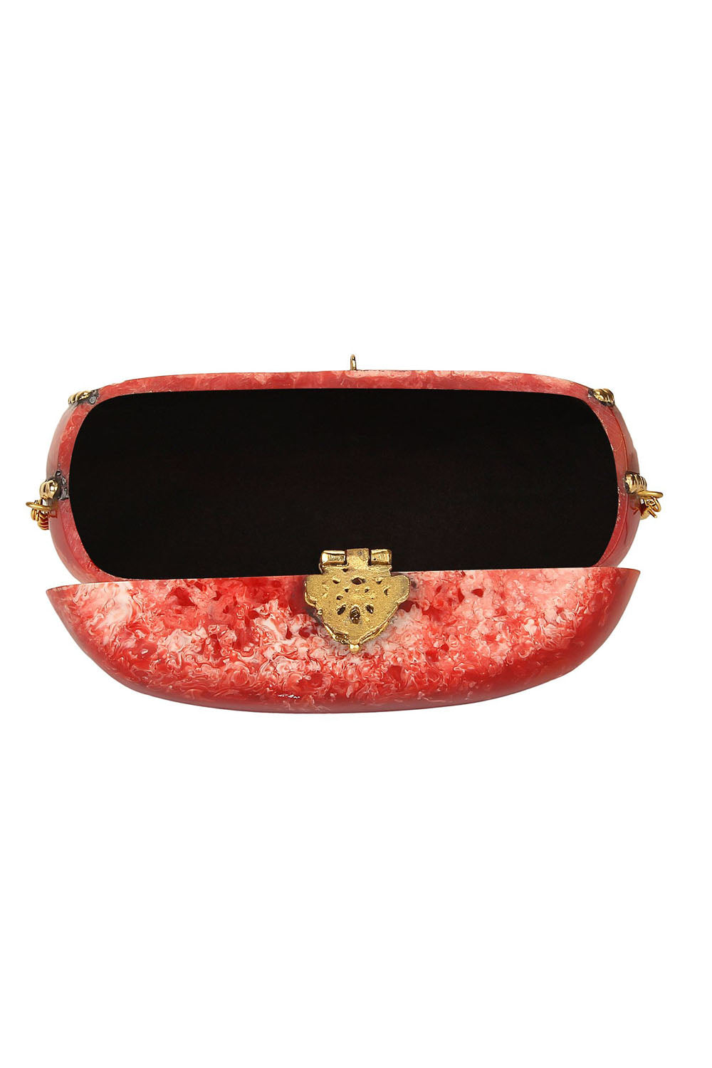 Metal Clutch In Red And Gold