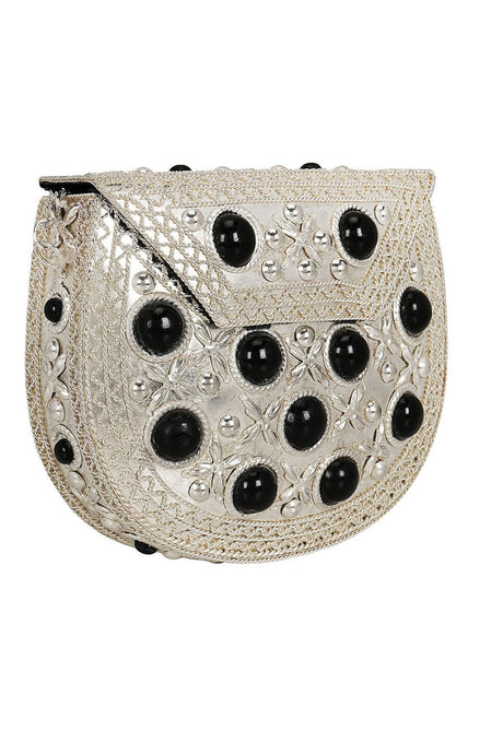 Metal Clutch In Sliver And Black