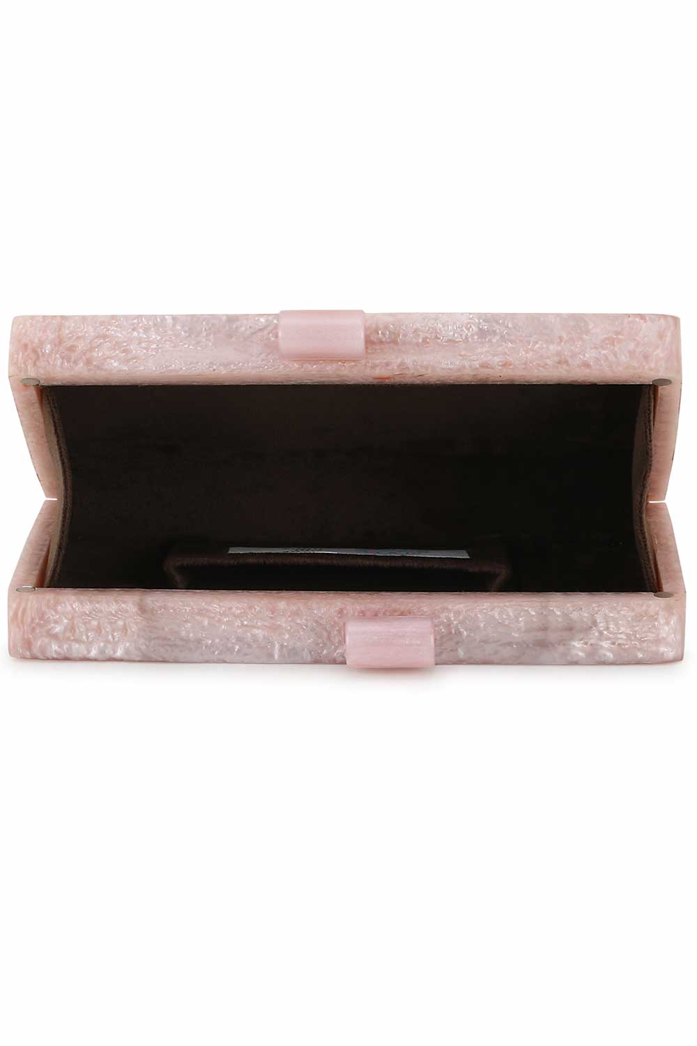 Pastel Pink And White Resin Floral Embellished Clutch