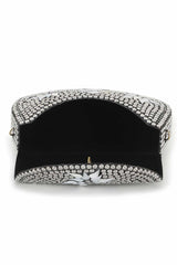 Silver And White Metal Mosaic Embellished Clutch