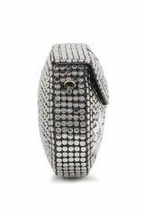 Silver And White Metal Mosaic Embellished Clutch