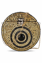 Gold And Black Metal Mosaic Embellished Clutch