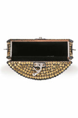 Gold And Black Metal Mosaic Embellished Clutch