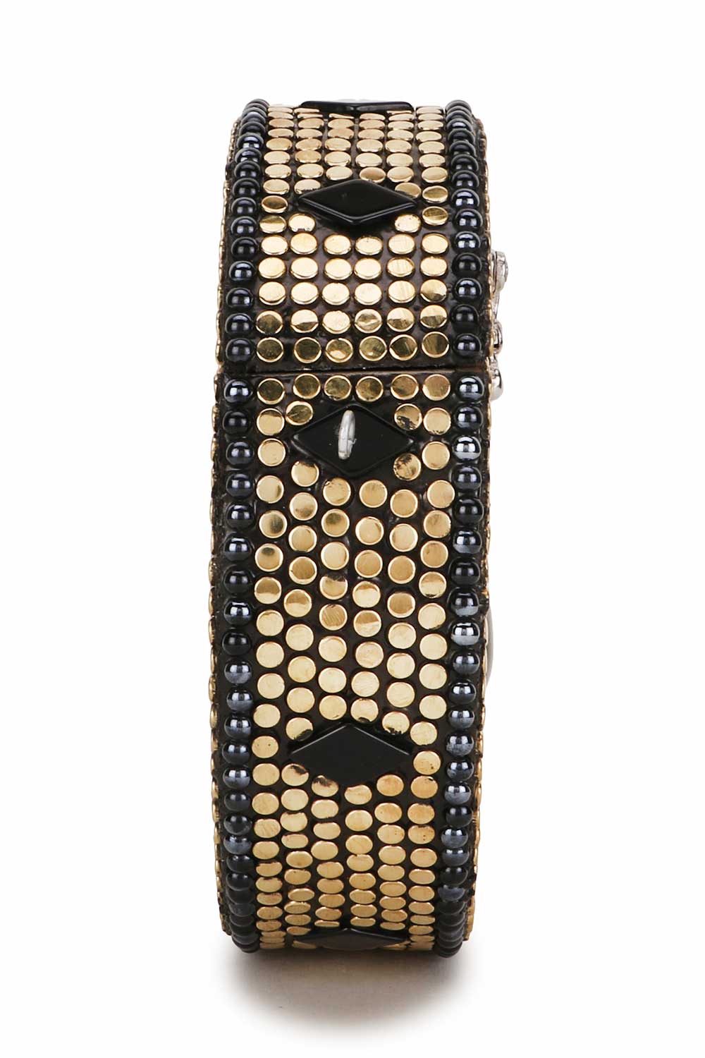 Gold And Black Metal Mosaic Embellished Clutch