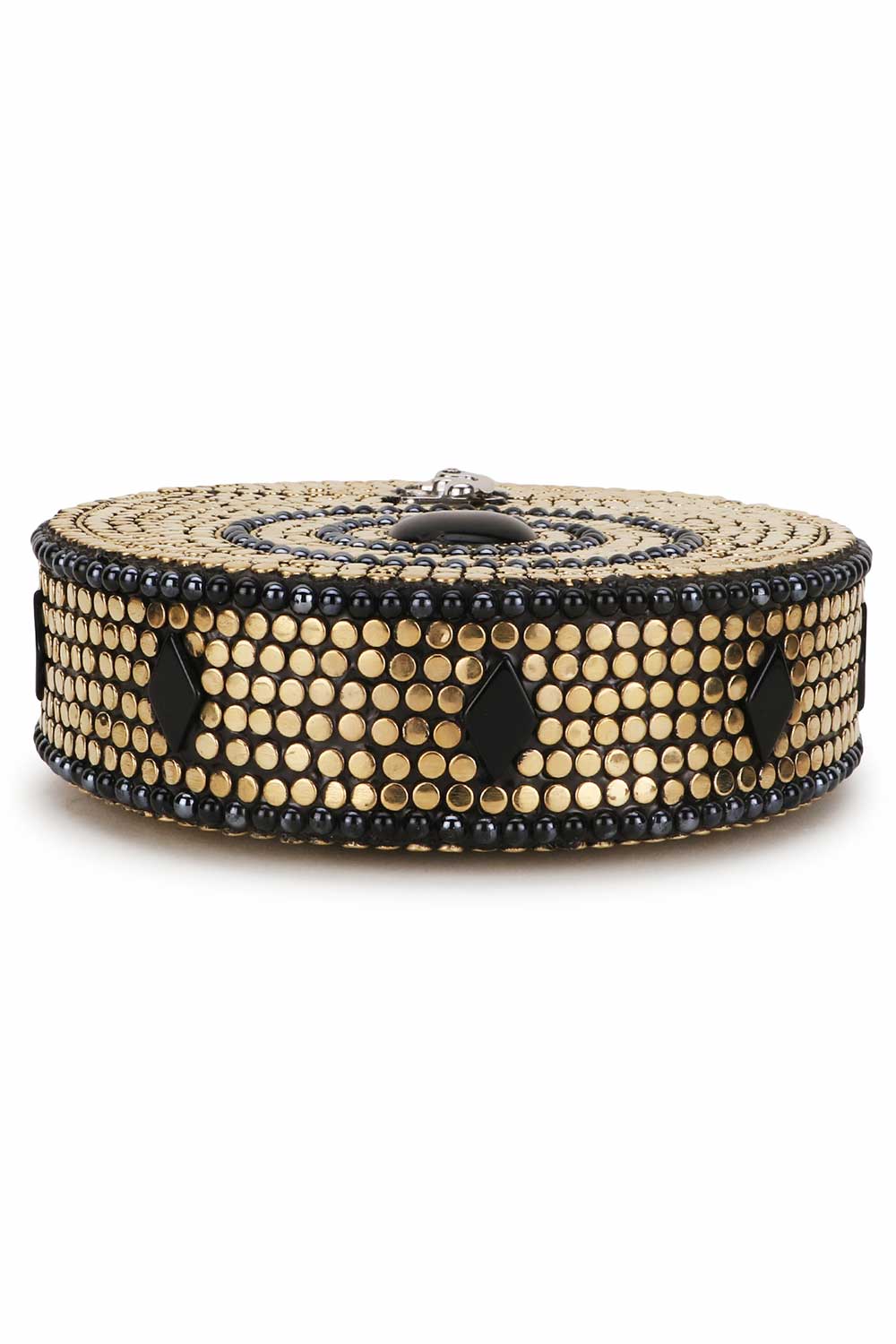 Gold And Black Metal Mosaic Embellished Clutch