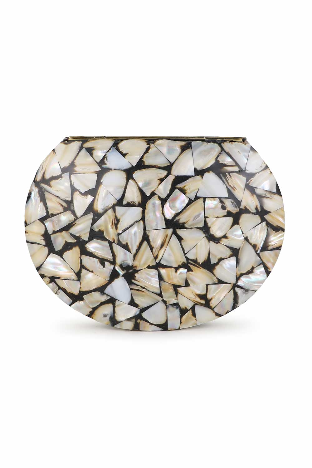 White And Black Metal Marble Finish Clutch