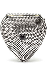Buy Silver and Black Mosaic Embellished Metal Box Clutch Online - Zoom Out
