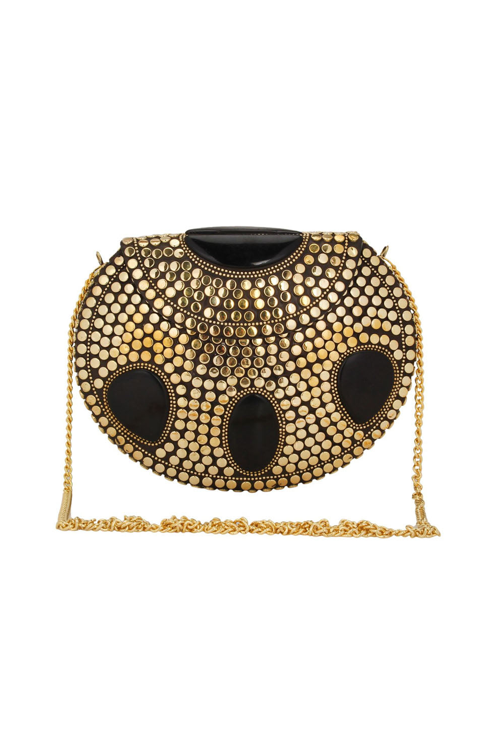 Metal Clutch In Gold And Black