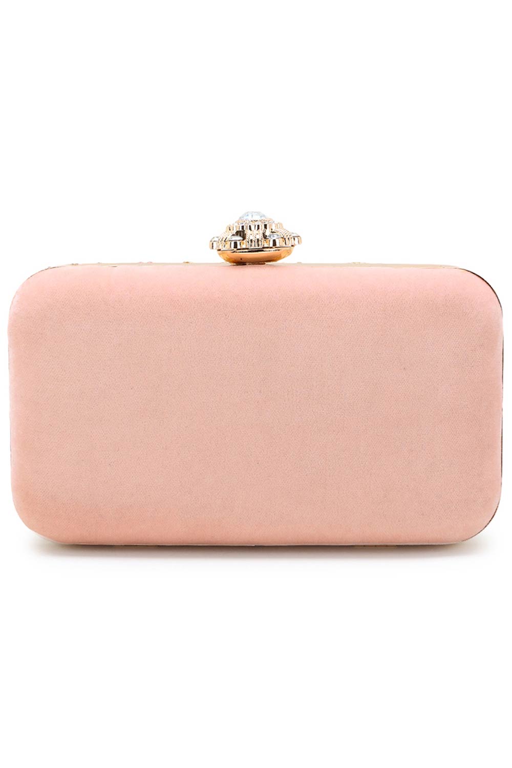 Adorn Peach & Multi Velvet Floral Embellished Clutch