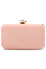 Adorn Peach & Multi Velvet Floral Embellished Clutch