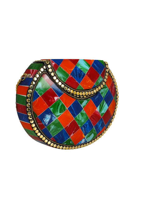 Marble Clutch In Multi-Color