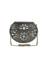 Metal Clutch In Sliver And White