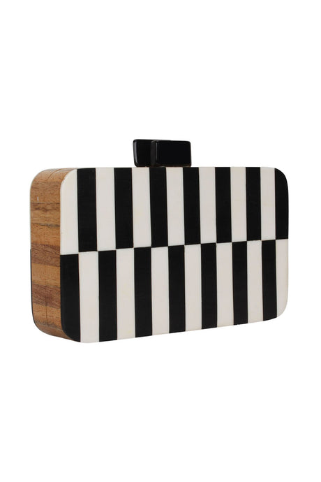 Wood Clutch In Black And White