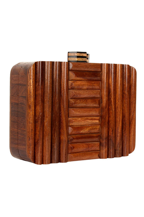 Wood Clutch In Brown