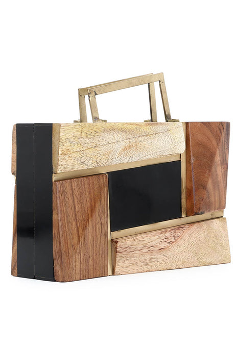 Timber Wood & Black Wood & Resin Colorblocked Clutch