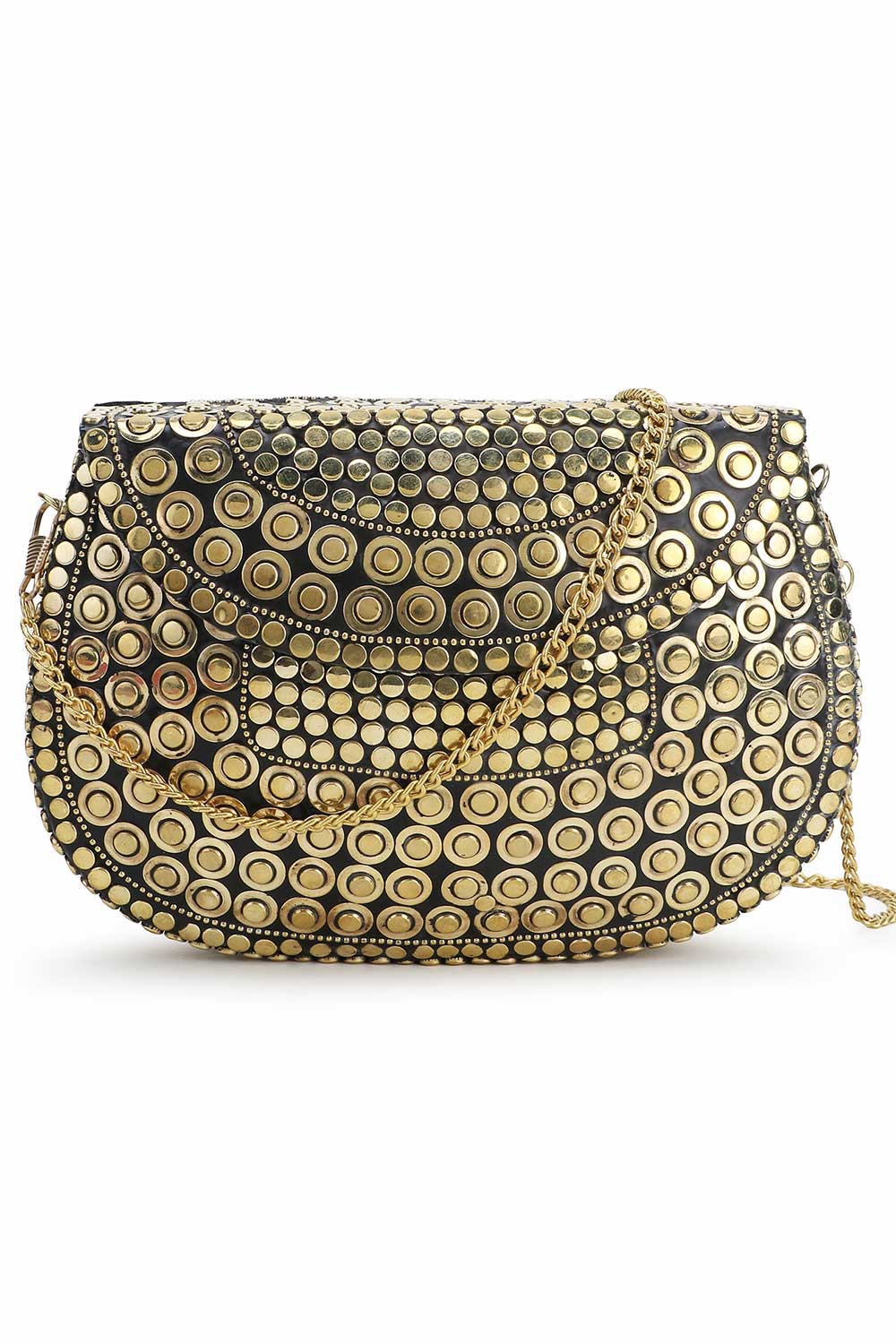 Gold Metal Mosaic Embellished Clutch